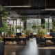 Moderne Büroeinrichtung mit Pflanzen